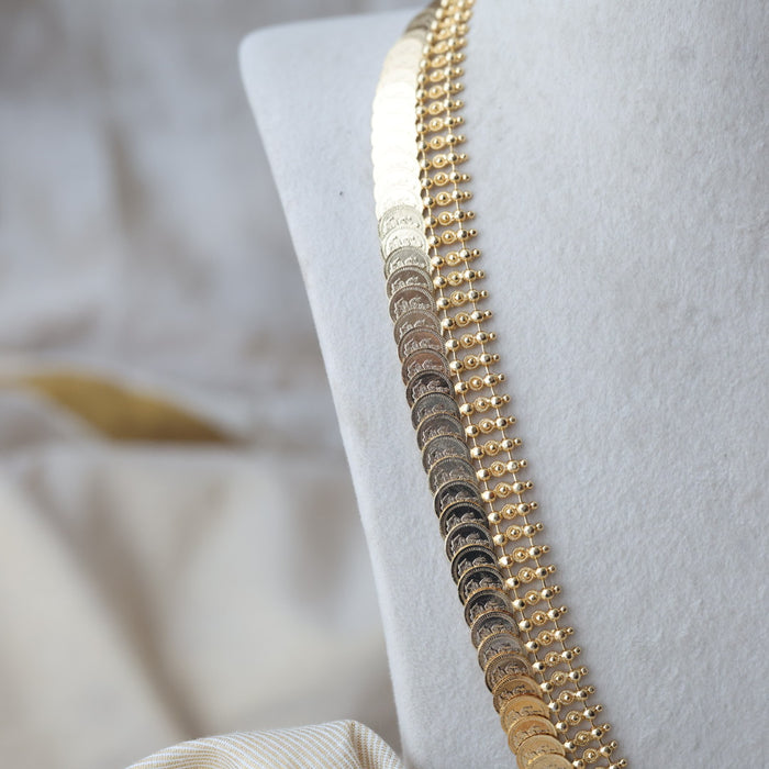 Heritage gold plated coin design long necklace HL531