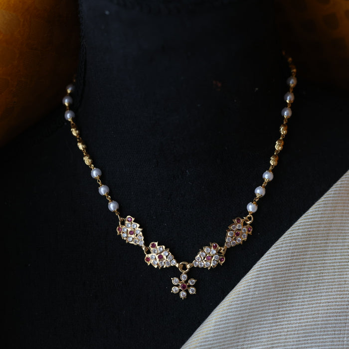 Heritage gold plated pearl short necklace H2224