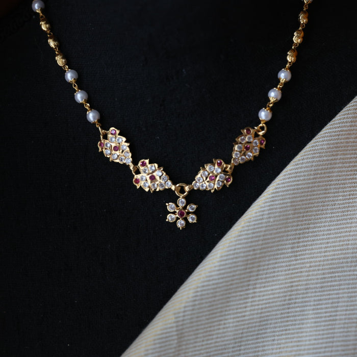 Heritage gold plated pearl short necklace H2224