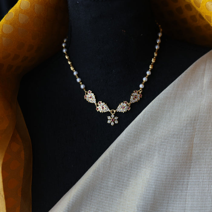Heritage gold plated pearl short necklace H2224