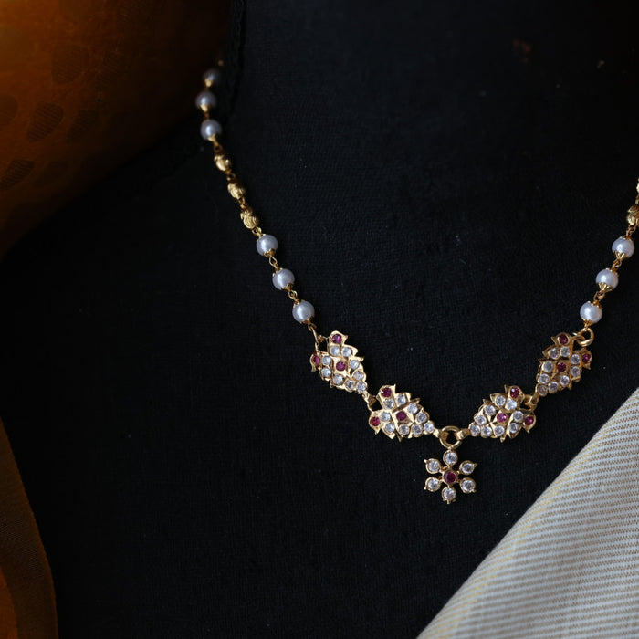 Heritage gold plated pearl short necklace H2224