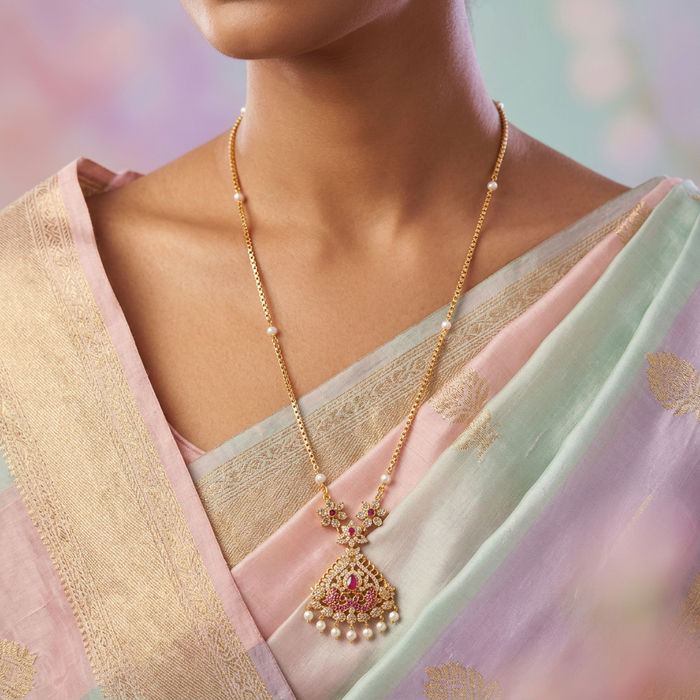 Heritage gold plated padakam long necklace HP127