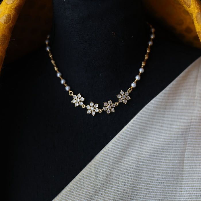Heritage gold plated pearl short necklace H2212