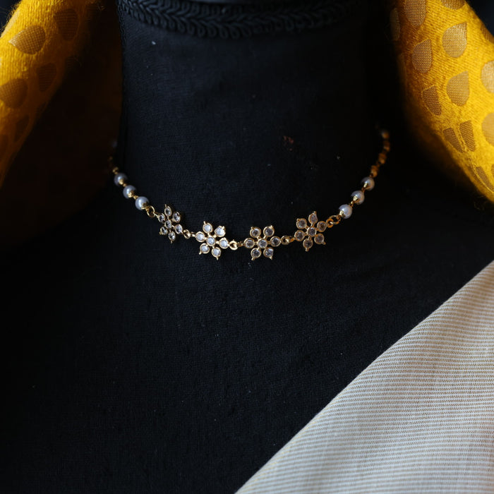 Heritage gold plated pearl short necklace H2212