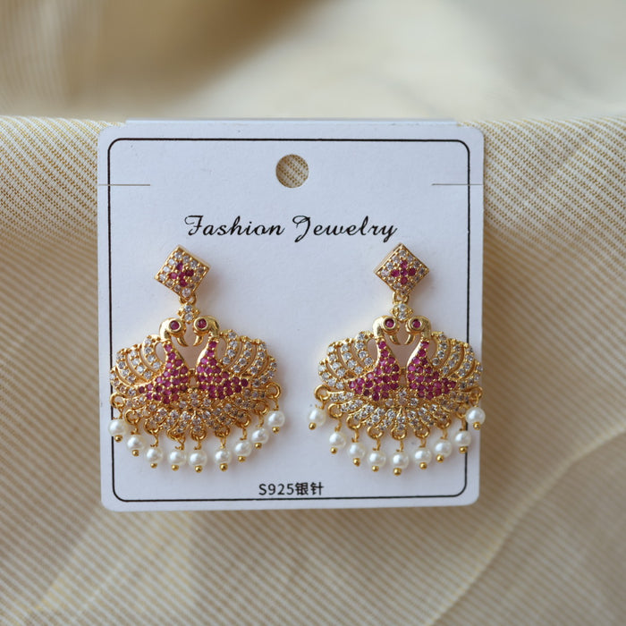 Heritage white stone drop earrings  HD0046