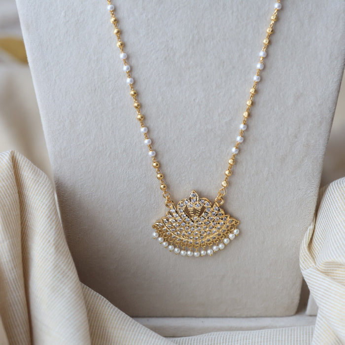Heritage gold plated padakam long necklace HP593