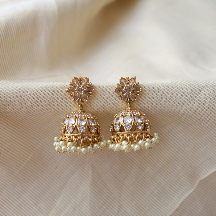 Antique white stone jumka earrings AJ2012