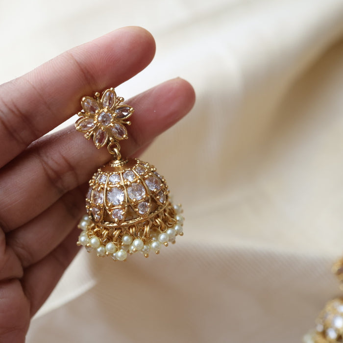 Antique white stone jumka earrings AJ2012