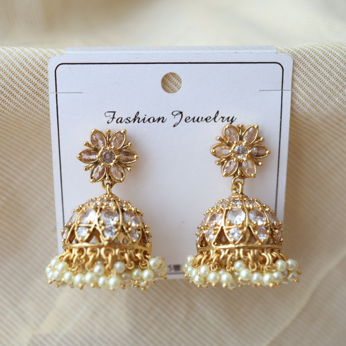 Antique white stone jumka earrings AJ2012