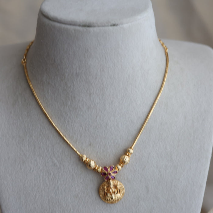 Heritage gold plated white stone lakshmi necklace H7122