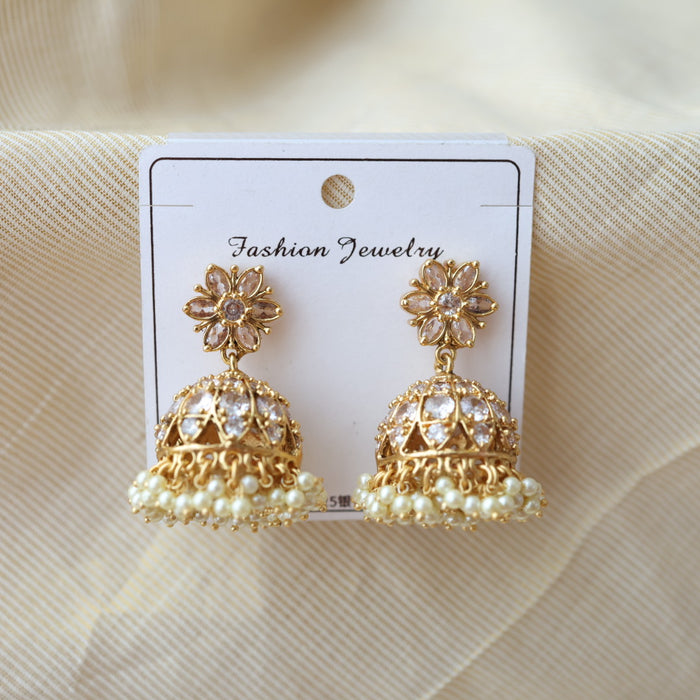 Antique white stone jumka earrings AJ2012