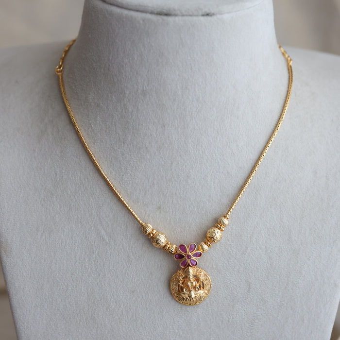 Heritage gold plated white stone lakshmi necklace H7122
