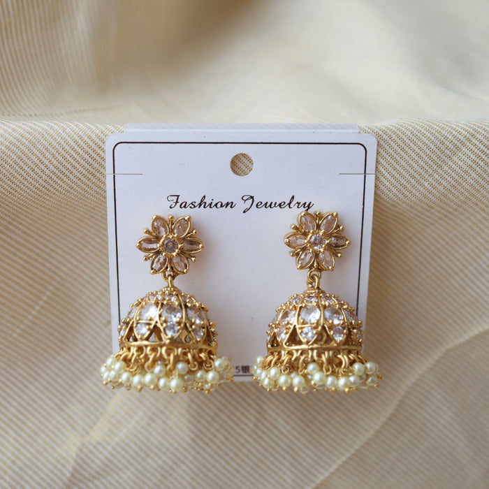 Antique white stone jumka earrings AJ2012