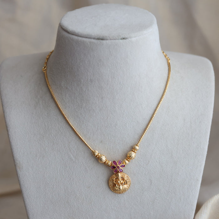 Heritage gold plated white stone lakshmi necklace H7122