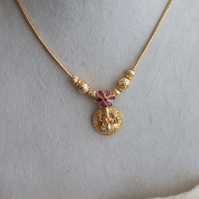 Heritage gold plated white stone lakshmi necklace H7122