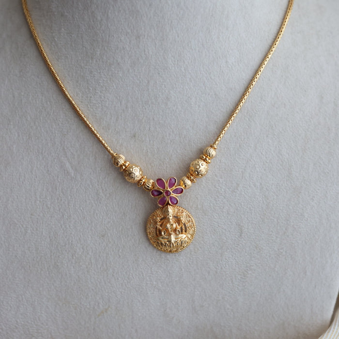 Heritage gold plated white stone lakshmi necklace H7122