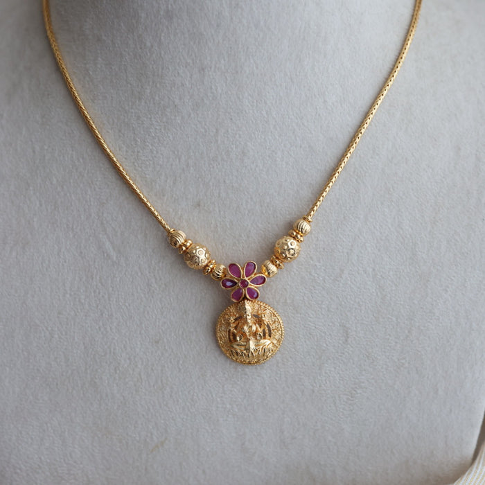 Heritage gold plated white stone lakshmi necklace H7122
