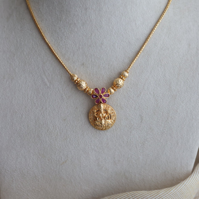 Heritage gold plated white stone lakshmi necklace H7122
