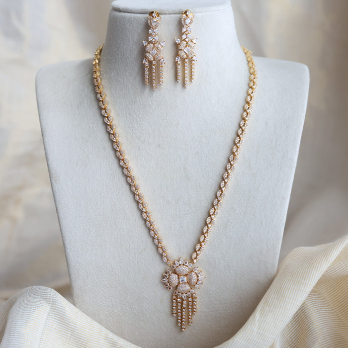 Heritage gold plated long necklace with earrings HL7582
