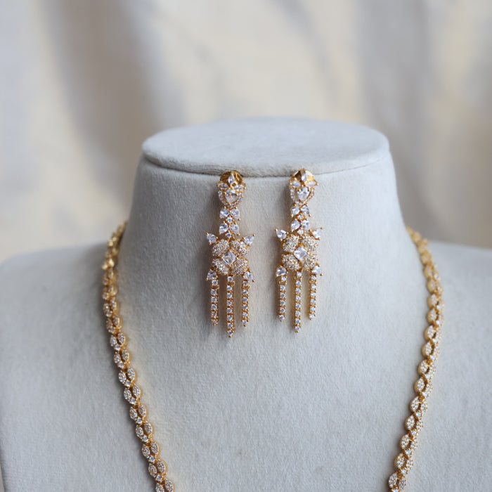 Heritage gold plated long necklace with earrings HL7582