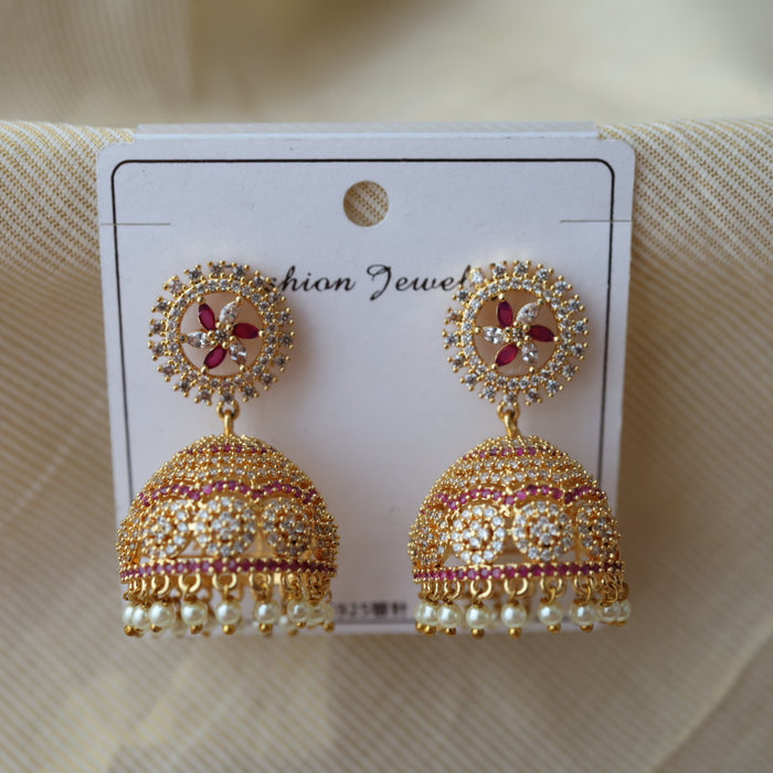 Heritage ruby white stone jumka earrings  HJ0046