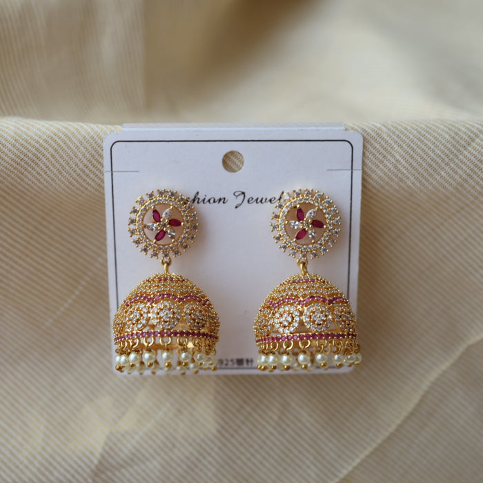 Heritage ruby white stone jumka earrings  HJ0046