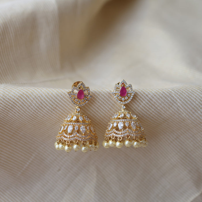Heritage ruby white stone jumka earrings  HJ0321