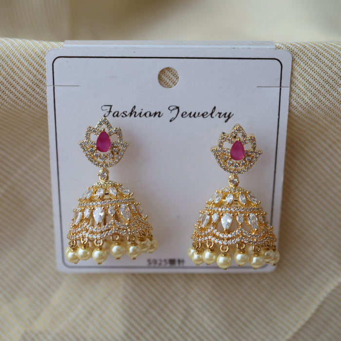 Heritage ruby white stone jumka earrings  HJ0321