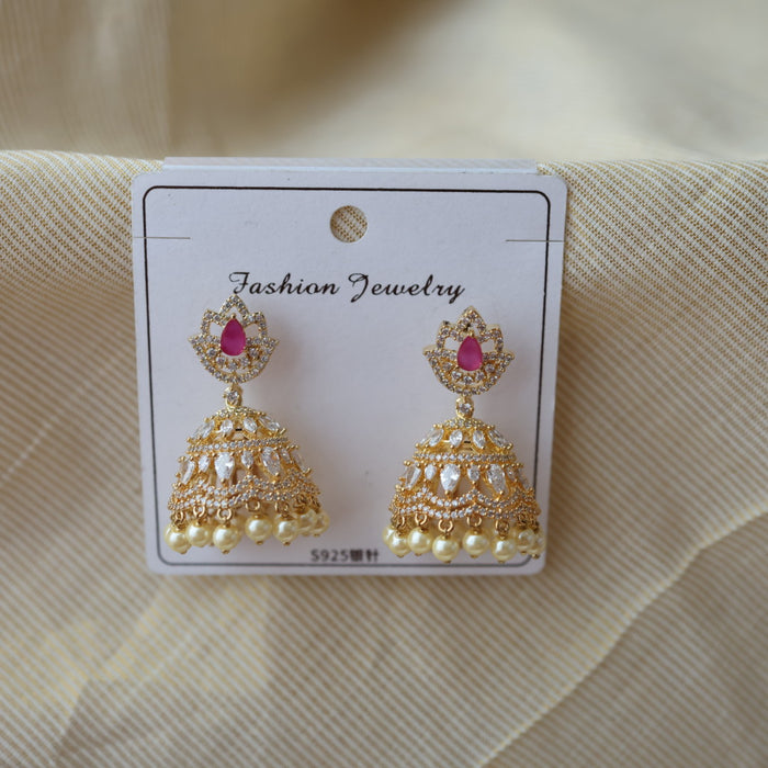 Heritage ruby white stone jumka earrings  HJ0321