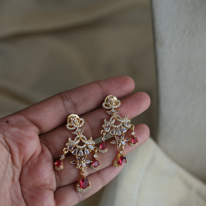 Heritage gold plated ruby white stone short necklace H793