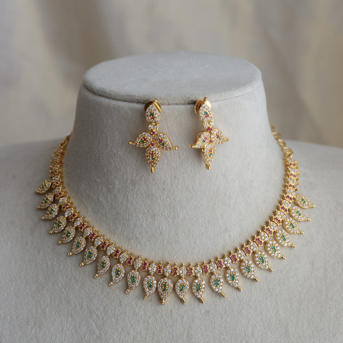 Heritage gold plated mango stone mango necklace with earrings H7188