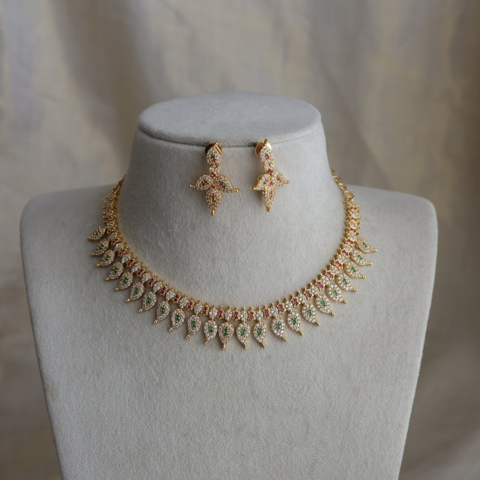 Heritage gold plated mango stone mango necklace with earrings H7188