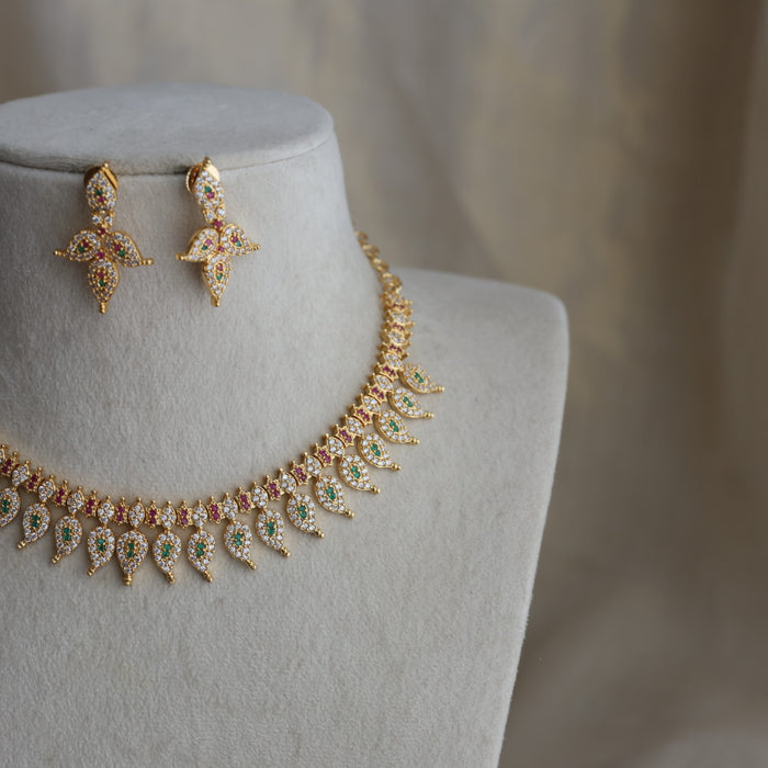 Heritage gold plated mango stone mango necklace with earrings H7188