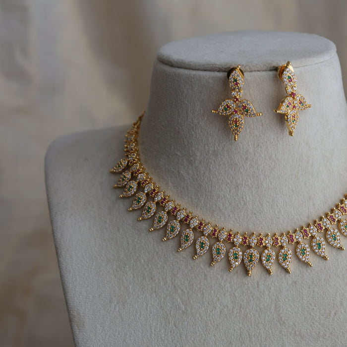 Heritage gold plated mango stone mango necklace with earrings H7188