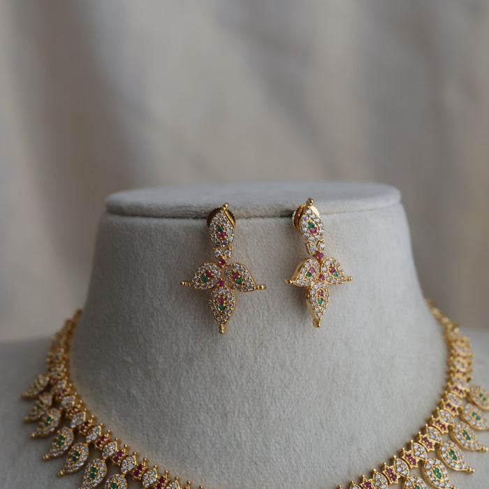 Heritage gold plated mango stone mango necklace with earrings H7188