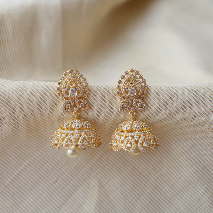 Heritage white stone jumka earrings  HJ03245