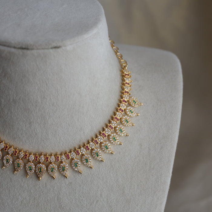 Heritage gold plated mango stone mango necklace with earrings H7188