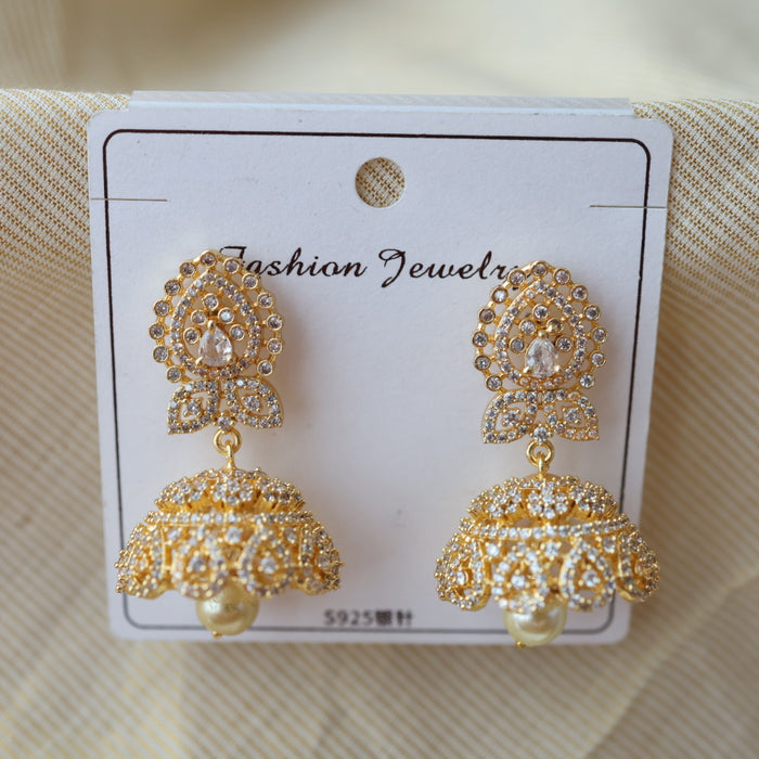 Heritage white stone jumka earrings  HJ03245