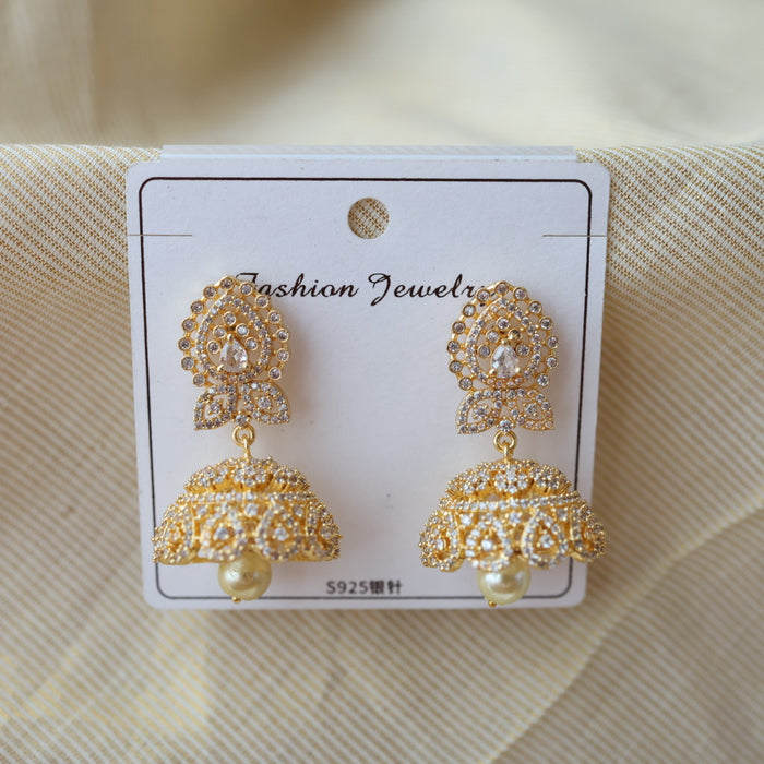 Heritage white stone jumka earrings  HJ03245