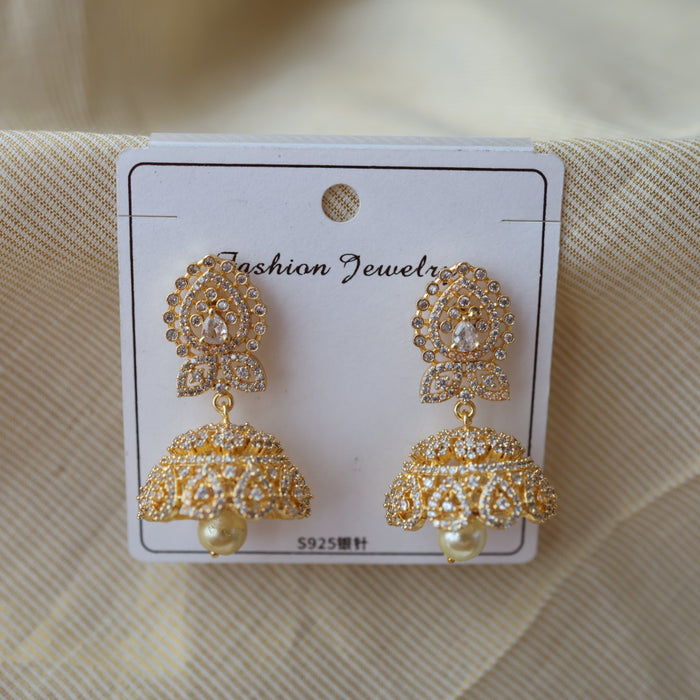 Heritage white stone jumka earrings  HJ03245