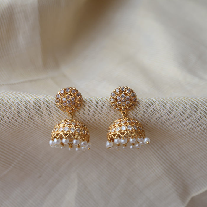 Heritage white stone jumka earrings  HJ0987