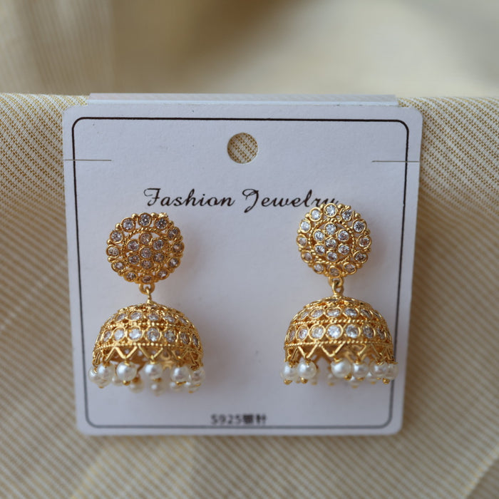Heritage white stone jumka earrings  HJ0987