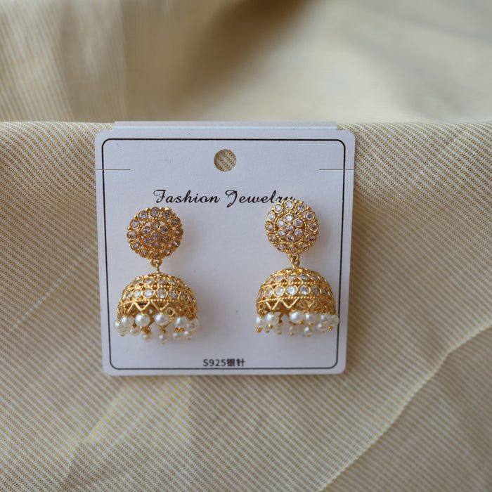 Heritage white stone jumka earrings  HJ0987