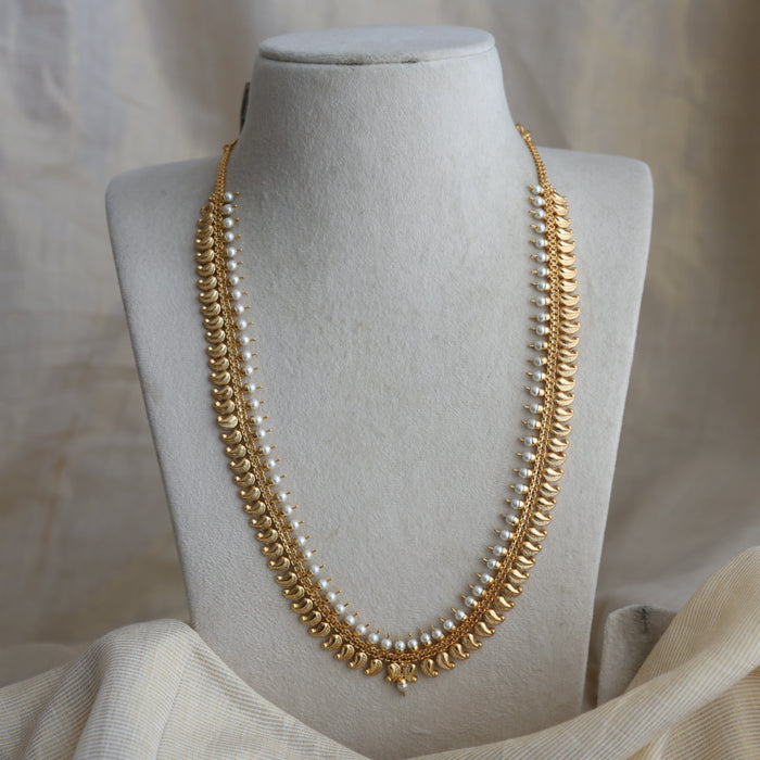 Heritage gold plated pearl stone mango long necklace HL7688
