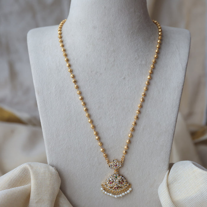 Heritage gold plated padakam long necklace HP5237