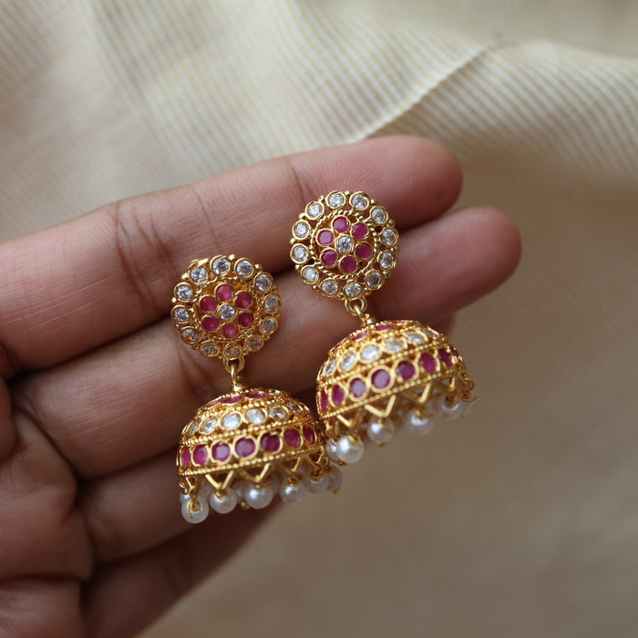 Heritage ruby white stone jumka earrings HJ0202