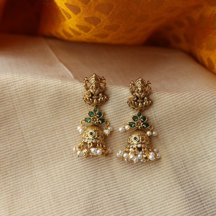 Antique gold temple jumka earrings AJ7844