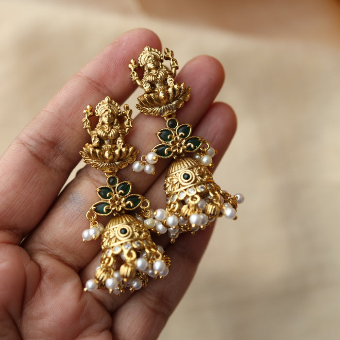 Antique gold temple jumka earrings AJ7844