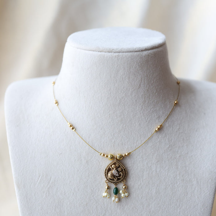 Antique peacock design invisible necklace IN105