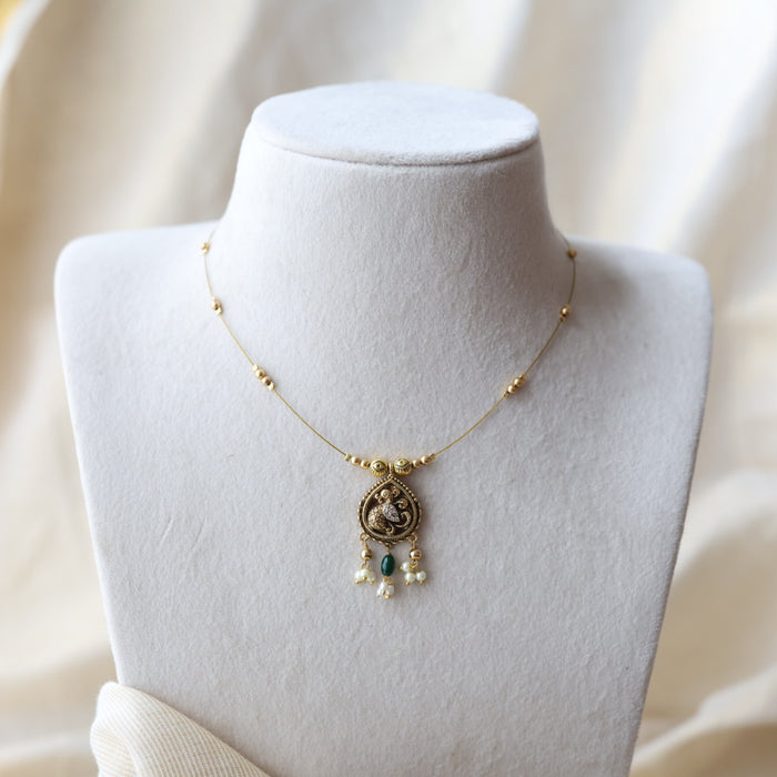 Antique peacock design invisible necklace IN105